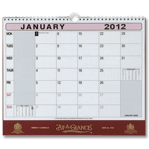 At-a-Glance 2012 Flip-over Wall Calendar Month to View with Note Space W330xH276mm Ref 90M