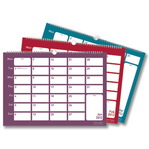 Collins Colplan 2012 Memo Calendar Wirebound Monthly with Note Space W420xH297mm Ref CMC