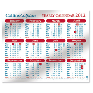 Collins 2012 Calendar Yearly Planner Double-sided Full 12 Months W260xH210mm Ref CDS1