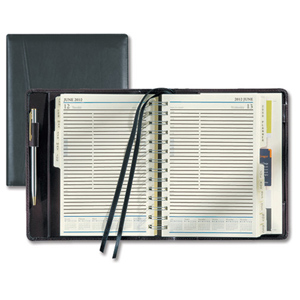 Collins Elite 2012 Compact Diary Wirobound Day to Page Hourly W127xH190mm Black Ref 1140VBLK