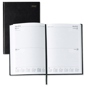 Collins 2012 Classic Desk Diary Manager Day to Page Appointments Half-Hourly W190xH260mm Black Ref 1200VB