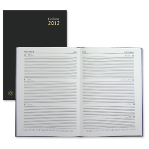 Collins 2012 Desk Diary Leathergrain Two Days to Page W210xH297mm A4 Black Ref 45BLK
