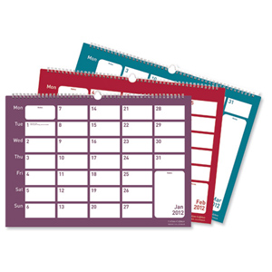 Collins Colplan 2012 Memo Calendar Wirebound Monthly with Note Space W297xH210mm Ref CMCA4