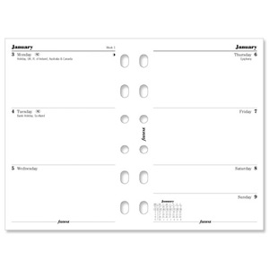 Filofax 2012 Diary Refill Insert Pocket Week to View W81xH120mm Ref 6822111