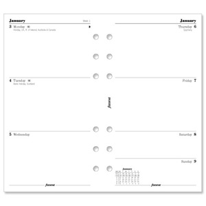 Filofax 2012 Diary Refill Insert Personal Week to View W95xH171mm Ref 6842111