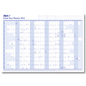 Mark-it 2012 Giant Year Planner Double-sized with Plain Reverse W1200xH900mm Ref 11YP