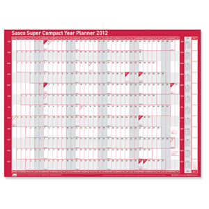 Sasco 2012 Super Compact Year Planner Unmounted W400xH285mm Ref 2400542