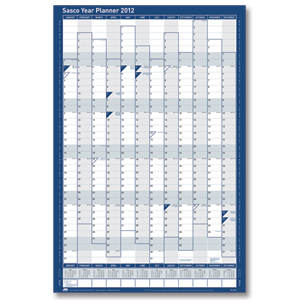 Sasco 2012 Vertical Year Planner Unmounted Landscape Months on Top Days on Side W915xH610mm Ref 2400543