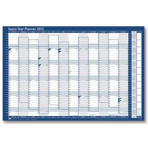 Sasco 2012 Vertical Year Planner Unmounted Portrait Months on Top Days on Side W610xH910mm Ref 2400547