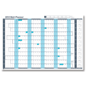 Sasco 2012 Wall Planner Unmounted Grid with Highlighted Weekends W915xH610mm Ref 2400515