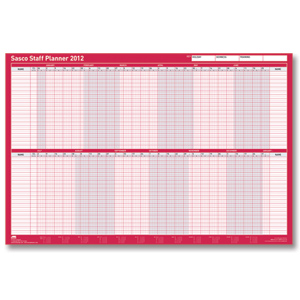 Sasco 2012 Staff Planner Mounted 40 Staff Monday to Friday W915xH610mm Ref 2400553