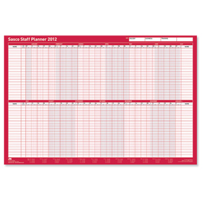 Sasco 2012 Staff Planner Unmounted 40 Staff Monday to Friday W915xH610mm Ref 2400552