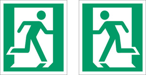 Stewart Superior Fire Exit Sign Man Left and Right 135x150mm Self-adhesive Vinyl Ref NS010