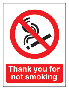 Stewart Superior Sign Self-adhesive Vinyl - Thank You For Not Smoking - 140x115mm Ref NS019