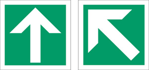 Stewart Superior Fire Exit Sign Arrow Diagonal and Straight 150x150mm Self-adhesive Vinyl Ref NS009