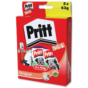 Pritt Stick Glue Solid Washable Non-toxic Large 43g Ref 1456072 [Pack 5]