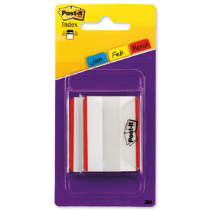 Post-it Index Filing Tabs Strong Flat 50mm 24 per Pack Red Ref 686F-24YWEU
