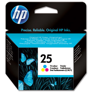 Hewlett Packard [HP] No. 25A Inkjet Cartridge 19. 5ml Tri-colour Ref 51625AE