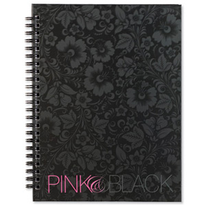 Oxford Pink and Black Book Wirebound Hardback Ruled Margin 140pp 90gsm A5+ Black Ref 100080418 [Pack 5]