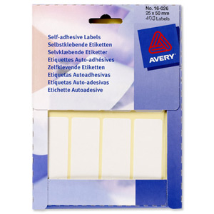 Avery Wallet of Labels 50x25mm White Ref 16-026 [408 Labels]