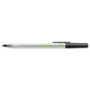 Bic Ecolutions Stic Ball Pen Recycled Slim 1.0mm Tip 0.4mm Line Black Ref 893239 [Pack 60]