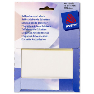 Avery Wallet of Labels 116x78mm White Ref 16-040 [80 Labels]