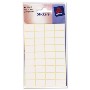 Avery Packets of Labels 18x12mm White Ref 32-015 [10x216 Labels]