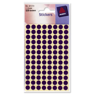 Avery Packets of Labels Diam.8mm Purple Ref 32-273 [10x520 Labels]