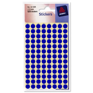 Avery Packets of Labels Diam.8mm Blue Ref 32-304 [10x520 Labels]