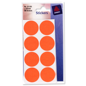 Avery Packets of Labels Diam.30mm Red Ref 32-326 [10x56 Labels]