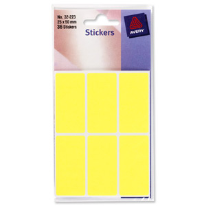 Avery Packets of Labels 50x25mm Fluorescent Yellow Ref 32-223 [10x36 Labels]