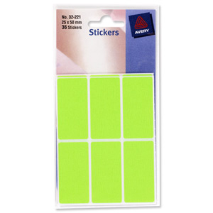 Avery Packets of Labels 50x25mm Fluorescent Green Ref 32-221 [10x36 Labels]