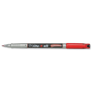 Stabilo Write-4-all Permanent Marker Pen Waterproof 0.7mm Line Red Ref 156-40 [Pack 10]