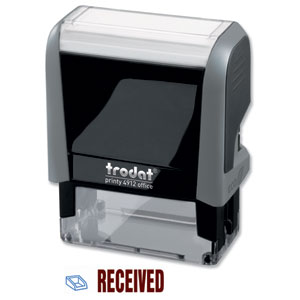 Trodat Office Printy Stamp Self-inking - Received - 18x46mm Reinkable Red and Blue Ref 43202