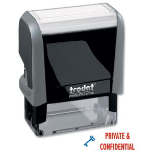 Trodat Office Printy Stamp Self-inking Private & Confidential 18x46mm Reinkable Red and Blue Ref 43360