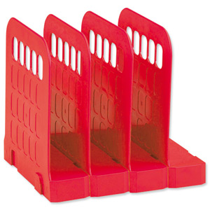 Avery Basics Book Rack Modular Interlocking Base 4 Sections W200xD183xH190mm Red Ref 1136RED