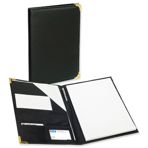 Pierre Document Case Polyurethane Brass-cornered with Capacity for Pad A4 Black Ref 638610