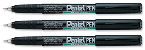 Pentel Permanent Marker Xylene/Toluene-free Superfine 0.4mm Line Black Ref NMF-50A [Pack 12]