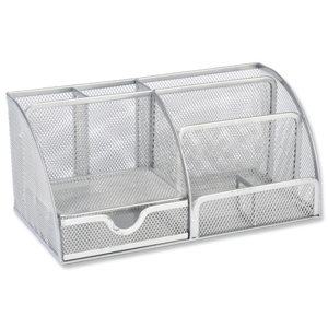 Large Desk Organiser Mesh Scratch Resistant with Non Marking Rubber Pads Silver