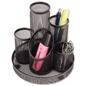 Pencil Pot Mesh Scratch Resistant with Non Marking Base 5 Tube Black