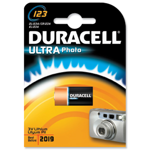 Duracell Ultra Lithium Battery for Camera 3V Ref DL123A Ident: 647A