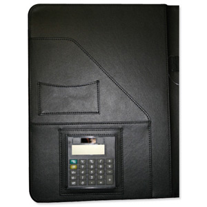 Alassio Conference Folder Writing Case with Calculator and Pad A4 Leather-look Black Ref 96086-1