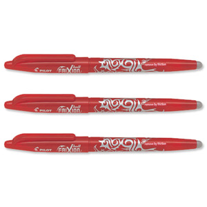 Pilot FriXion Rollerball Pen Eraser Rewriter 0.7mm Tip 0.4mm Line Red Ref 226101202 [Pack 12]