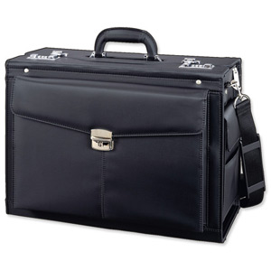 Alassio Rocca Pilot Case Microfibre Laptop Compartment 2 Combination Locks Black Ref 45035