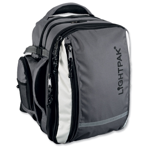 Lightpak Vantage Backpack with Detachable Laptop Bag Nylon Capacity 17in Grey Ref 46077