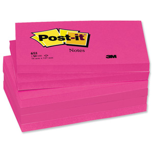 Post-it Colour Notes Pad of 100 Sheets 76x127mm Energetic Palette Ultra Fuchsia Ref 655N PI [Pack 6]