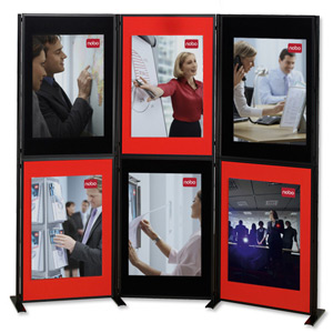 Nobo Showboard Display 9kg 6 Panels Each of W600xH900xD20mm Sides Black and Red Ref 1900046