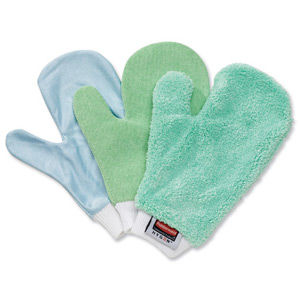 Rubbermaid Q650-00 Microfibre All Purpose Thumb Mitt Green Ref Q650-03-GR00 [Pack 3]