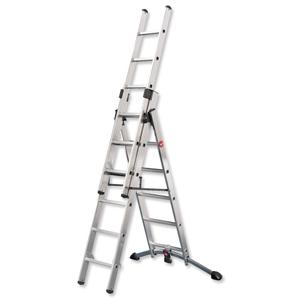 Combi Ladder 3 Section Capacity 150kg Rungs 2x6 and 1x5 for H4.8m 15.4kg