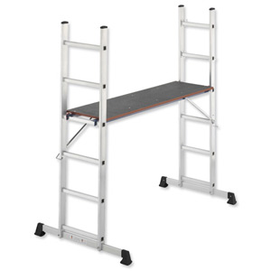 Hailo ProfiStep Multi Convertible Scaffold Platform Ladder Capacity 150kg W1.5xD0.5m 18kg Ref 1056-001